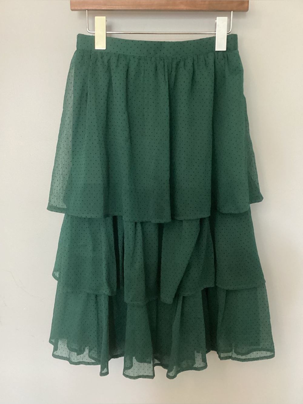 J. Crew Factory Green Tiered Chiffon Skirt - Women